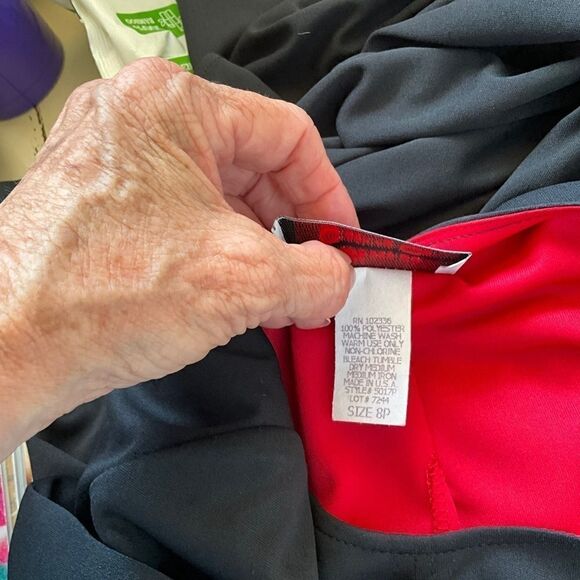 WESTSIDE Clothing Company Dress Size 8P Navy Blue and Red Vintage 1980's - Picture 14 of 14